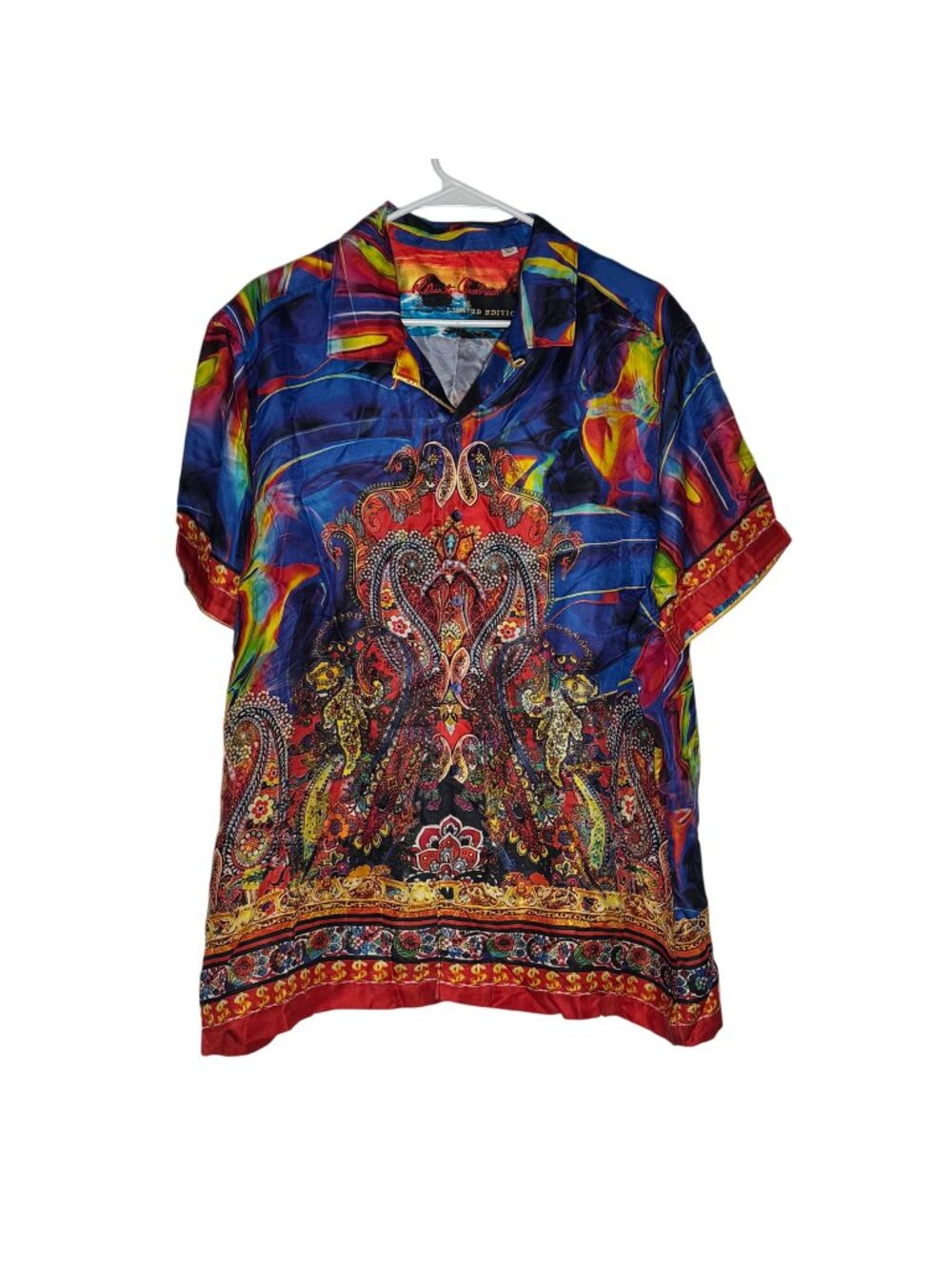 Robert Graham Limited Edition Colorful Dreams Short Sleeve Silk Shirt Size 2XL